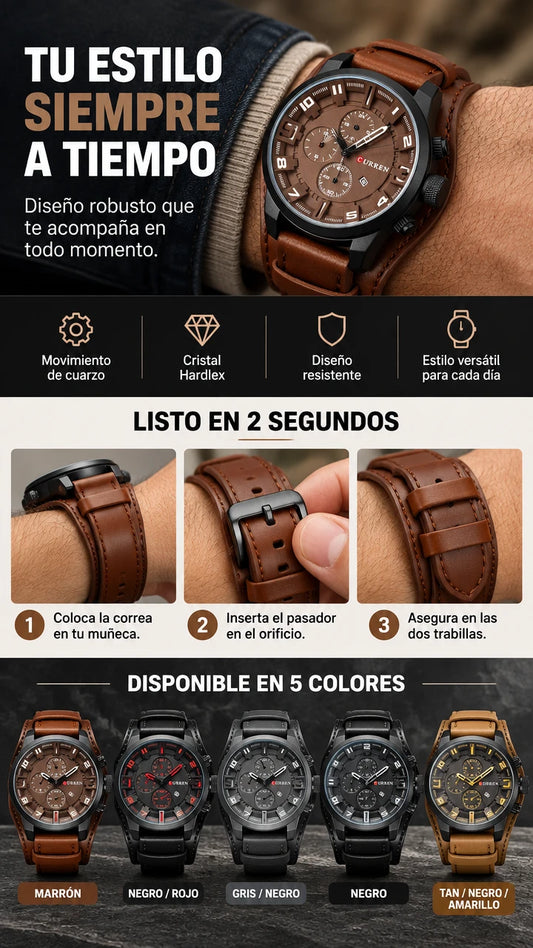 Reloj Currem De Cuero HyperElegance