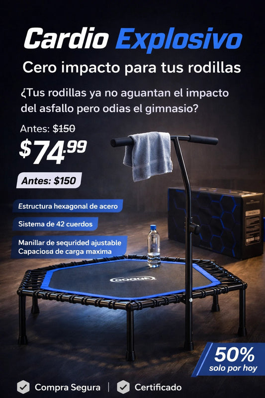 Newan Trampolín de Fitness de 48 Pulgadas con Manillar Ajustable y Sistema Silencioso
