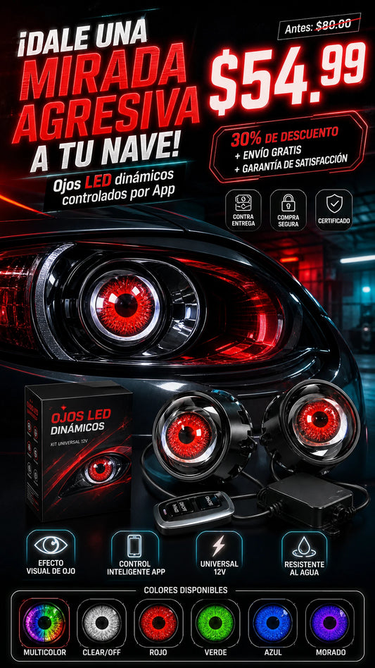 Kit de Ojos de Demonio LED Dinámicos para Faros de Coche 12V