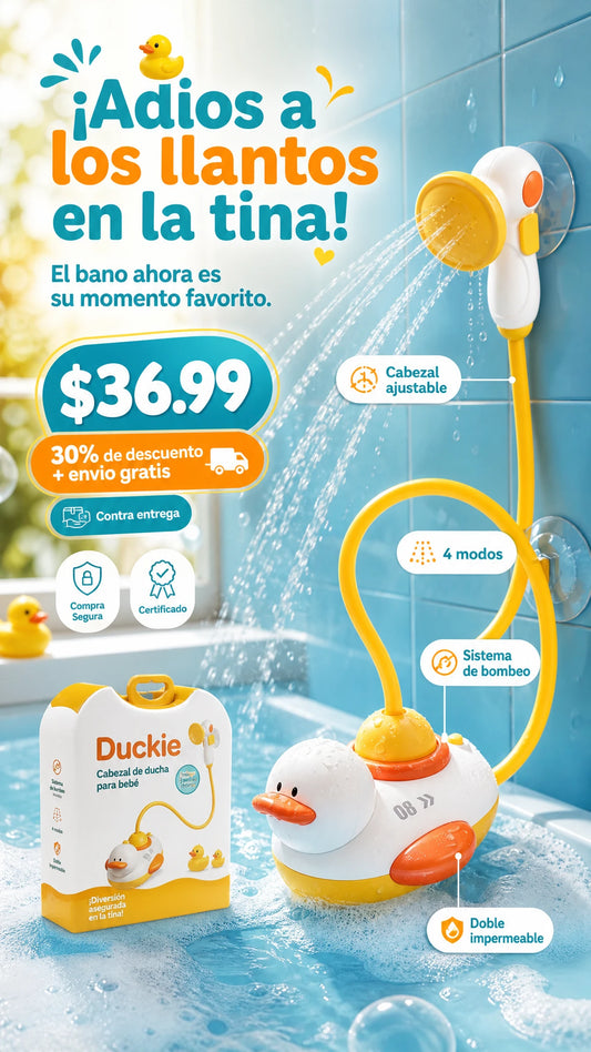 Duckie - Cabezal de ducha para bebé con tres patos chorros