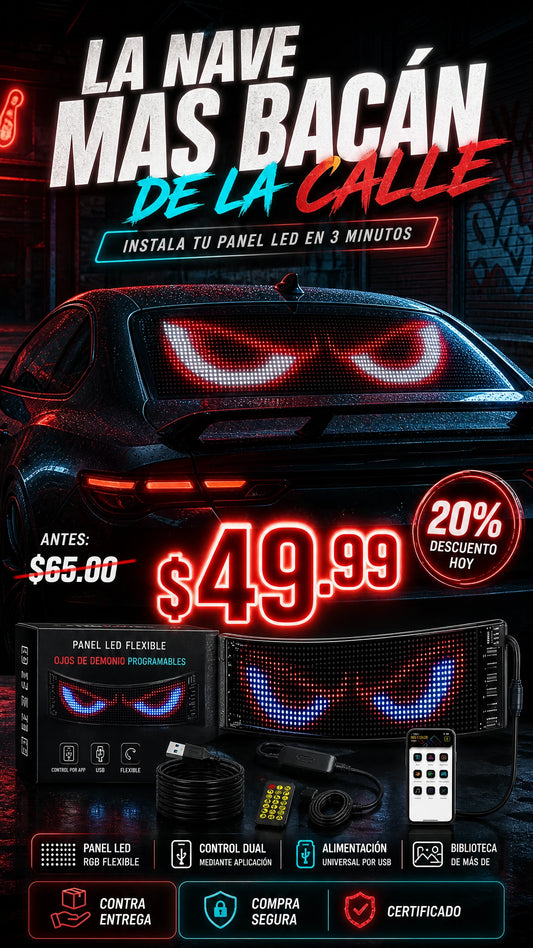 Pantalla LED Flexible para Coche con Ojos de Demonio Programables