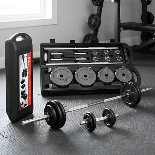 Set de Mancuernas De Hierro Fundido 50 kg con maletín