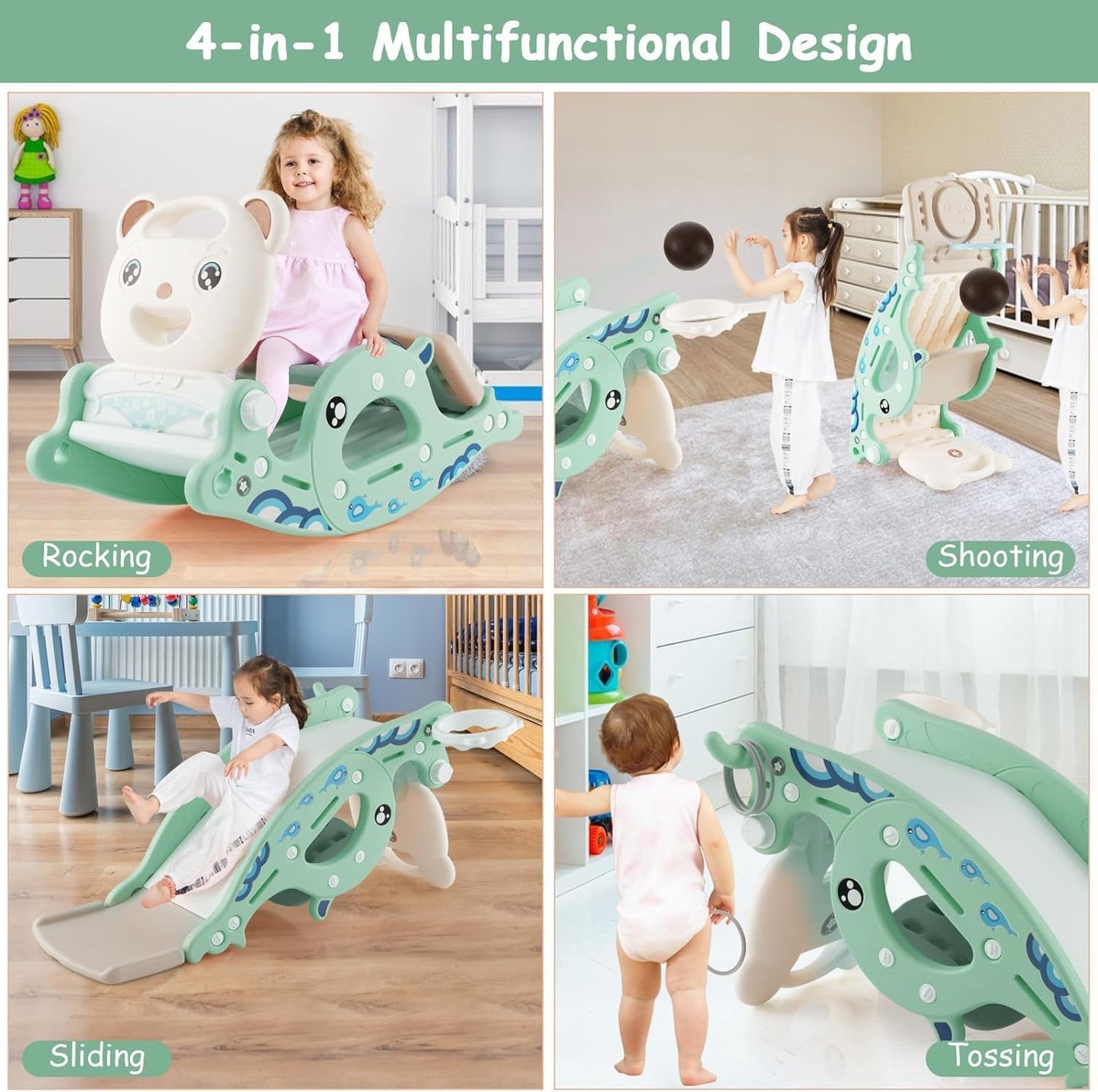 Mecedora - Resbaladera 3-en-1 para Niños